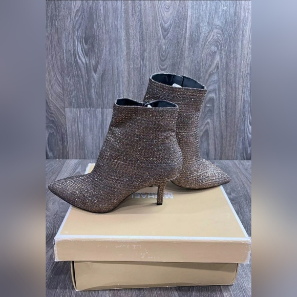 NEW Michael Kors MK Katerina Embellished Glitter Ankle Boot Black/Bronze 6.5 - Picture 8 of 12